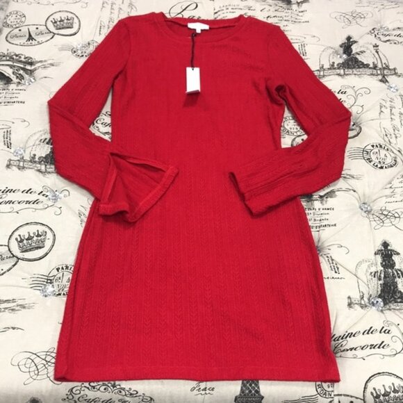 NSR Red Lucia Slit Ribbed Night Out Dress - Picture 2 of 4